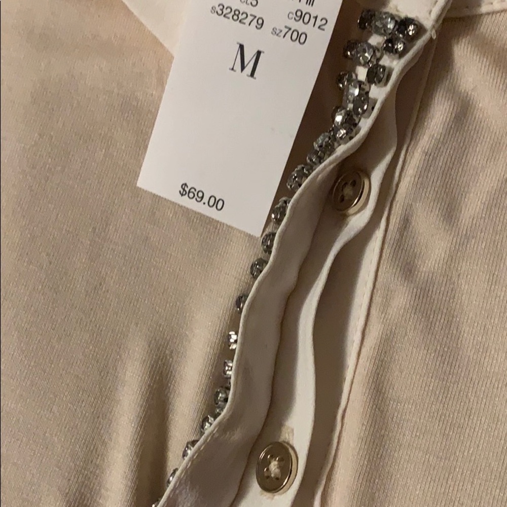 Ann Taylor Jeweled Rhinestone Polo Shirt M NWT - Picture 5 of 6